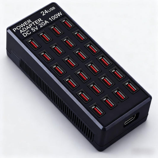 24-Port USB Charging Station – 100W Fast Charge, Perfect for Home, School & Business