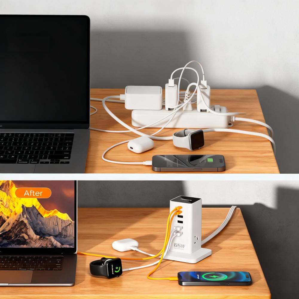 Compact 9-in-1 USB-C Charging Station – Fast PD 65W for iPhone, MacBook, Tablet
