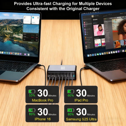 Fast 500W 8-Port USB-C Charging Hub – Dual 100W PD, Compatible with MacBook, iPhone & More